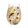Glazen Tumbler zonder Steel met Gedetailleerd Bloemen- en Vogelontwerp Handgemaakt Duurzaam Glaswerk voor Dagelijks Gebruik en Speciale Gelegenheden