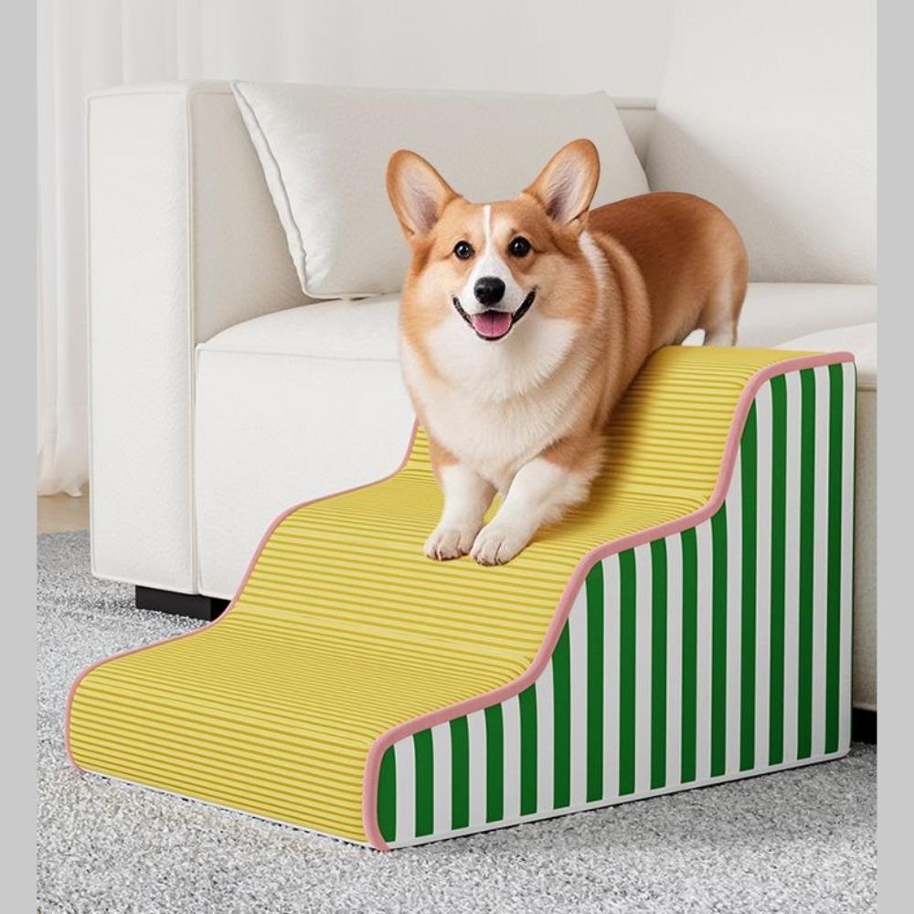 2/3/4 Ladder Dogs Pets Stripe Puppys Stairs Beside Sofa Bed Ramp for Dog Protecting Pets Joint Slope Stairs for Elderly Dog Gift