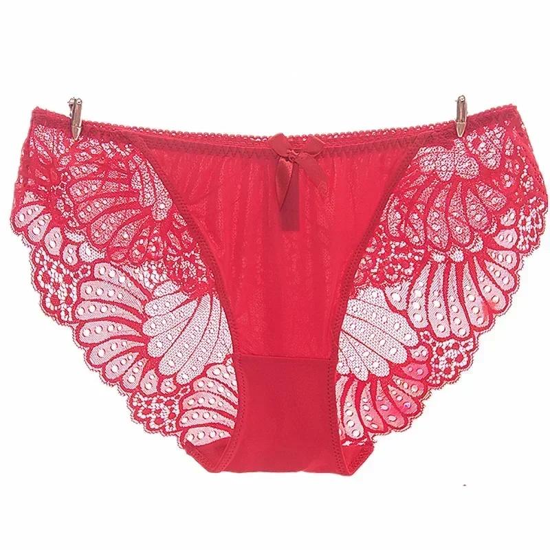 Hot Fashion Women Underwear Sexy Lace Transparent Low Waist Hollow T Back Panties Lady Briefs Big Size M-3XL Panties