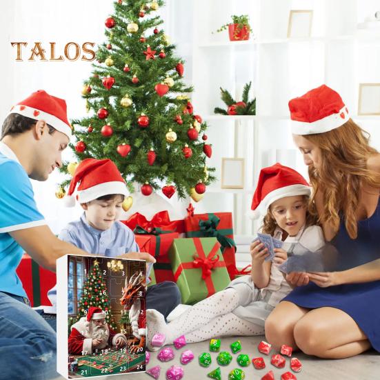 DND Dice Advent Calendar 2024 Acrylic Colorful Polyhedral Dice Set for Gamers Role Players 24 Days Christmas Countdown Calendar