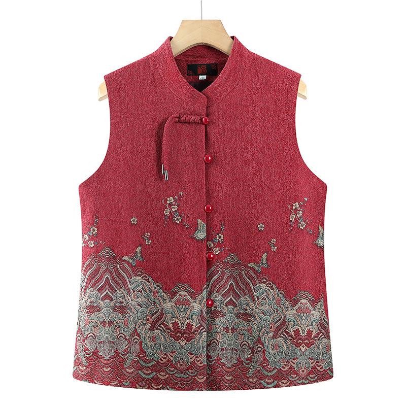 Women s Chinese Style Sleeveless Vest for Spring/Autumn XL красный