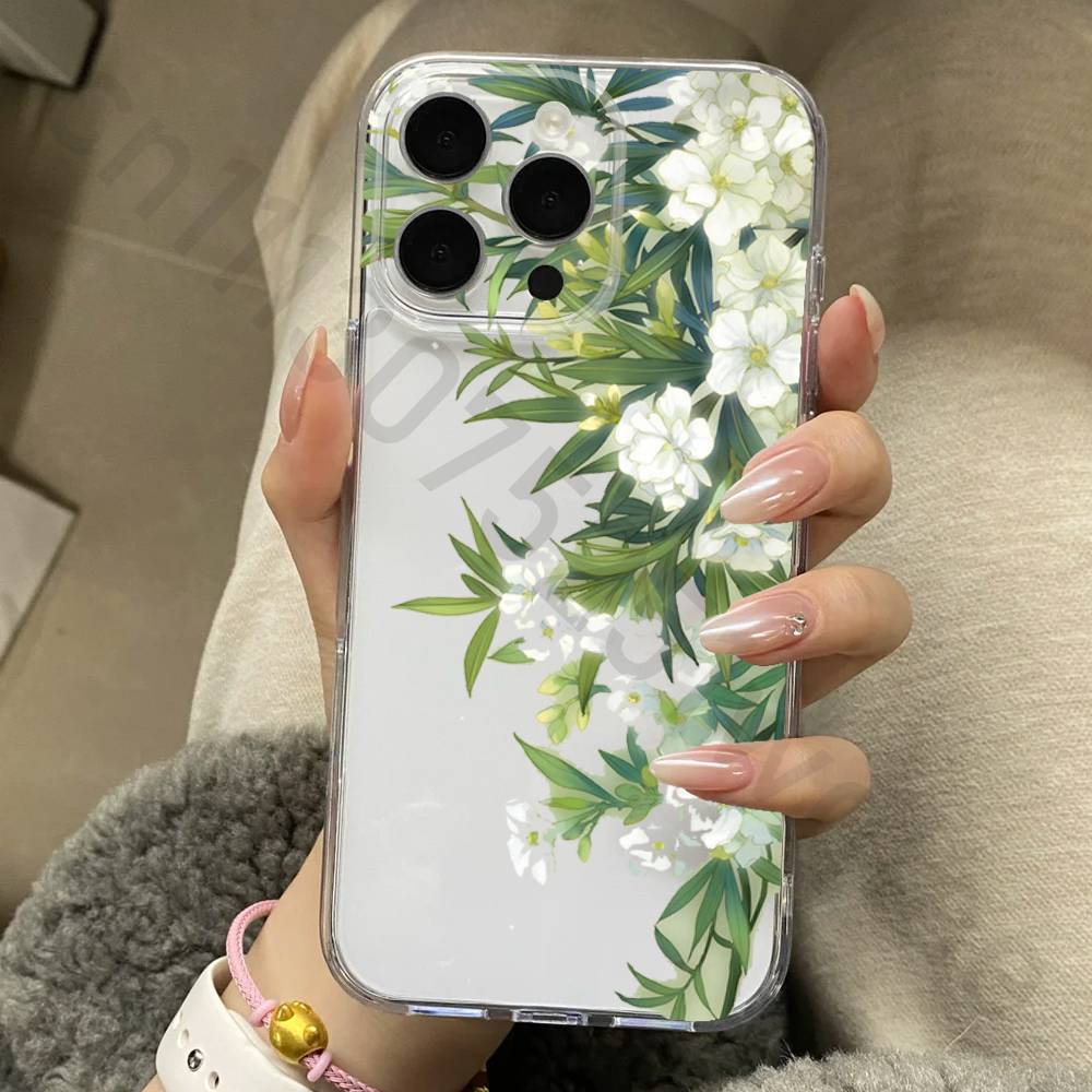 Flower Phone Case for iPhone 17 16 15 14 13 12 11 Pro Max Plus Air Mini 16E ProMax Transparent Case