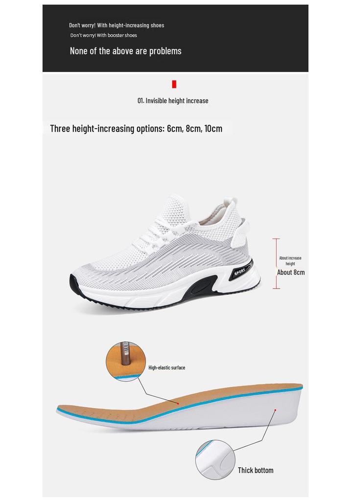 Men's Flyknit Height-Boost Running Shoes - Lightweight, Breathable Platform Sneakers for Spring/Summer