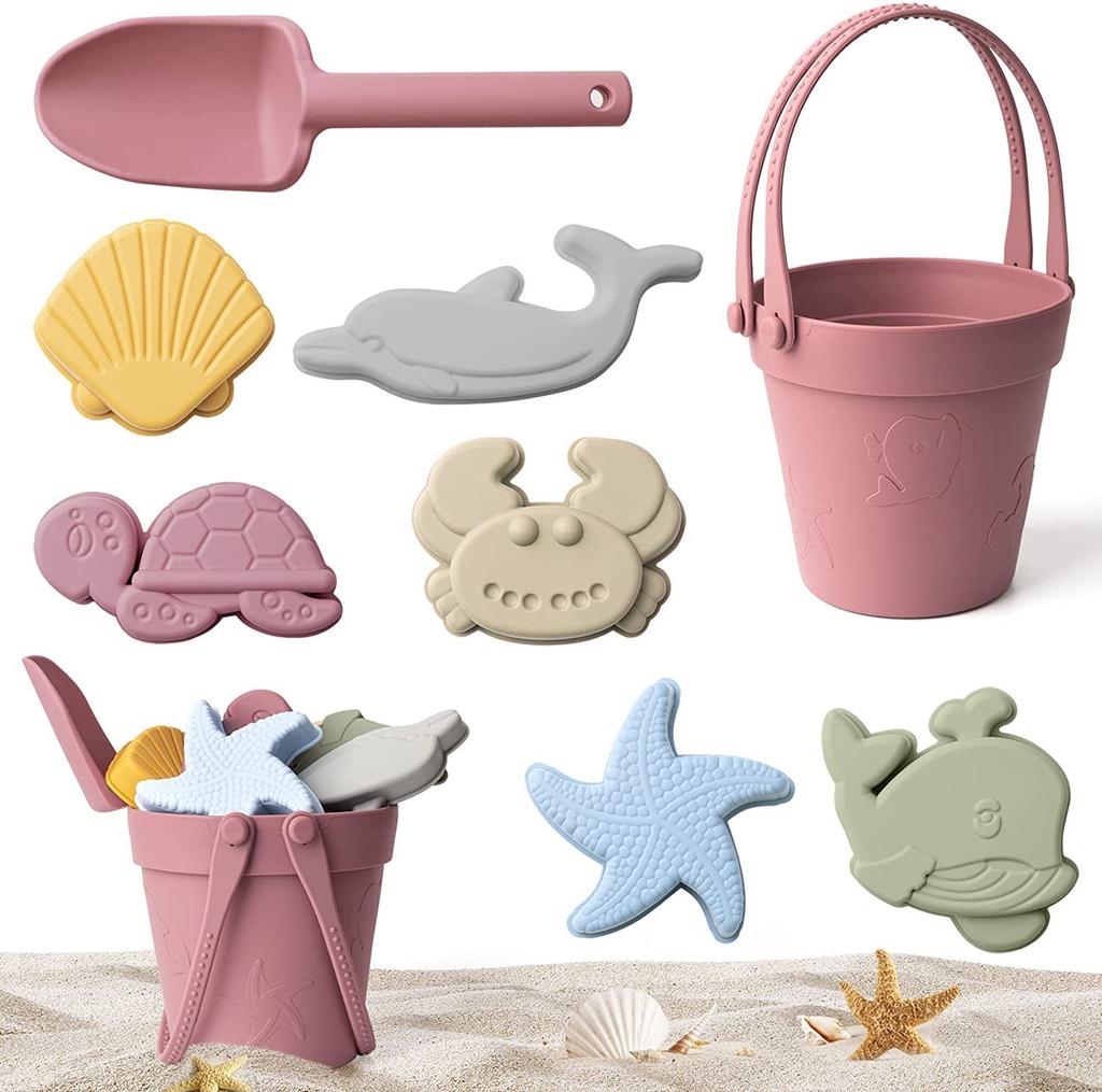 Silicone Children Beach Toy Shovel Oan Outdoor Parent-child Beach Portable Beach Bucket Durable Sand Digging and Storage Tool