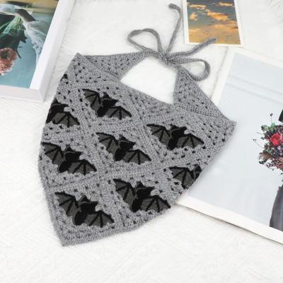 Böhmisches Stirnband im französischen Stil, Häkelblume, zum Schnüren, dreieckiges Kopftuch, Halloween-Stil, Strickbandana, Haarschmuck