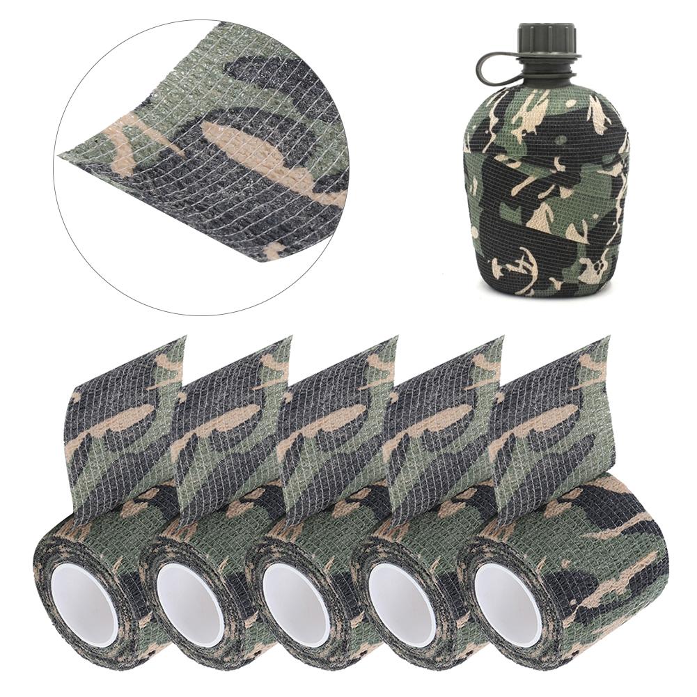(5Pcs Set) SelfAdhesive NonWoven Outdoor Strench Tape Hunting Camouflage Tapes(Camouflage Des Bois )