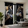 2pcs HD Wolf Totem Decorative Curtain Black Tie Digital Printed Curtain Home Decoration Style Decoration Living Room Bedroom