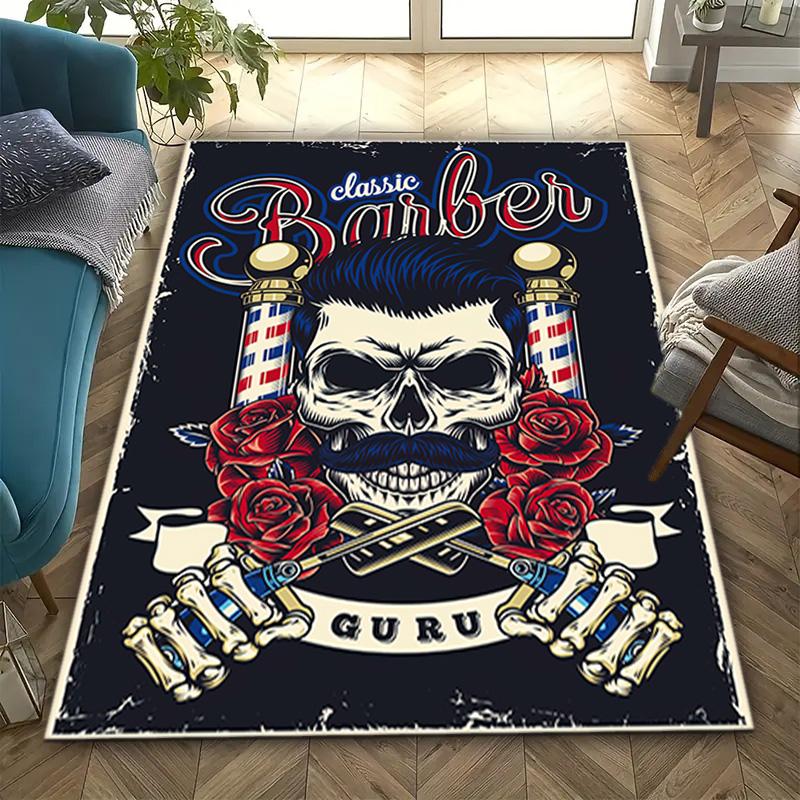 1PC Skull Dark Gothic Pattern printed Carpet Rug for Living Room Bedroom Home Sofa Decoration,Non-slip Floor Mat Floor mat