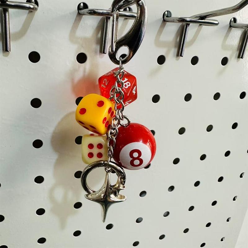 Creative Colourful Dice Keychain  3D Resin Dice Handbag Pendant For Men Women Car Key Holder Key Accessories Funny Gifts