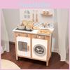 Kids Wooden Pretend Kitchen Set With Sound And Light For Toddler Girls Playroom Decor