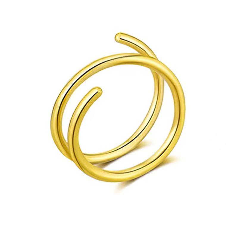Stainless Steel Spiral Nose Stud Ring with Vacuum Electroplating