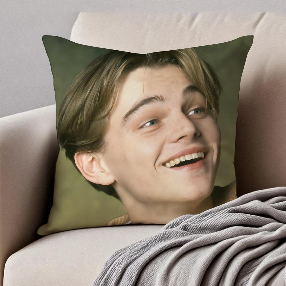 Handsome Actor lLeonardo DiCaprio Cushion Cover Pillowcase Antidustmite Invisible Zipper Short Plush Sofa Cushion