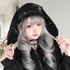 Rivet Buckle Long Rabbit Ears Beret Solid Color Chic Octagonal Hat Gothic Punk Hat  for Girls