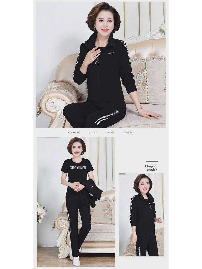 Spring & Autumn 2024 Women's Three-Piece Sports Suit for Middle-Aged and Elderly