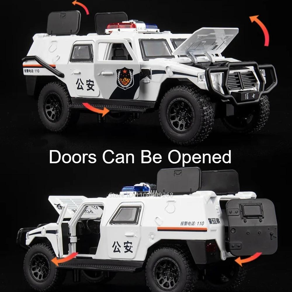 1:32 DongFeng MengShi Honda Accord Police Car Model Toy Metal Diecast Pull Back Doors Opend Vehicles Models Boys Holiday Gifts