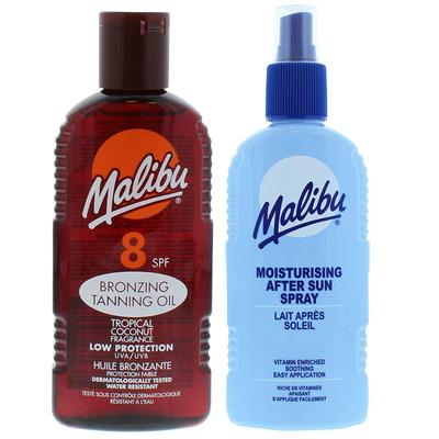 Malibu Sunscreen Oil SPF8 200ml + After Sun Spray Balm 200ml