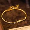 Gold Plated 18K Chinese Style Round Bead and Bar Bracelet for Women
