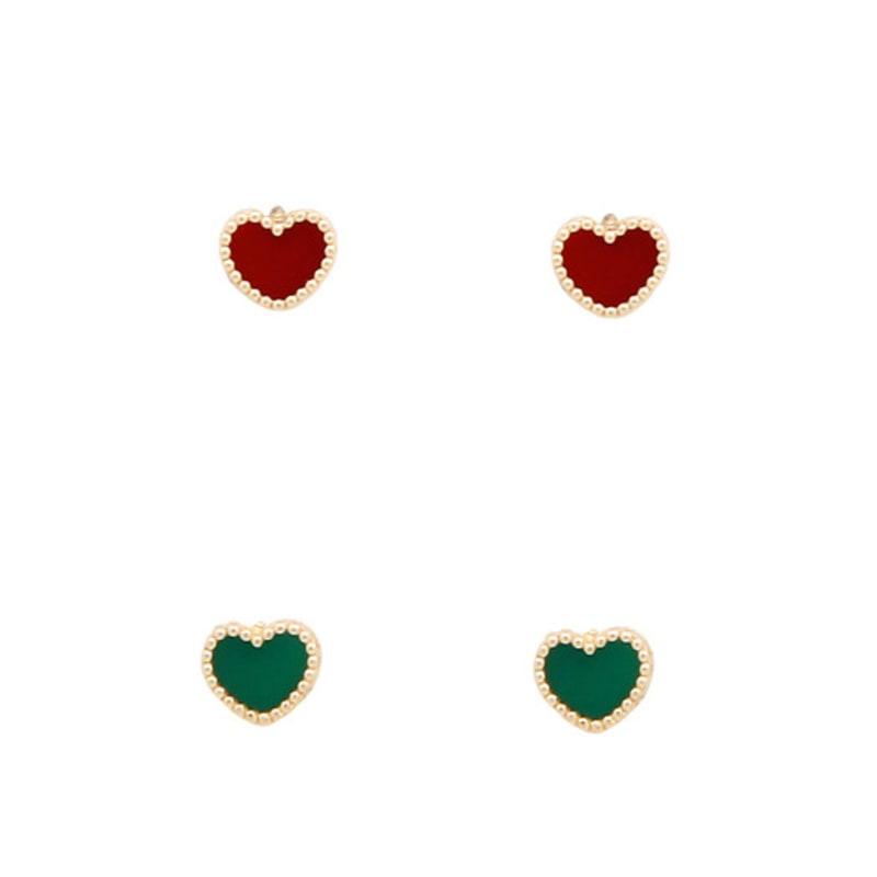 XPIER 14K GOLD Color Heart Earrings[2color]