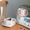 Korean Style Retro Love Ceramic Cups and Saucers, Hand-squeezed Irregular Heart-shaped Coffee Cups and Saucers, Afternoon Tea Cups and Saucers