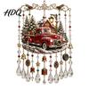 Clear Faceted Crystal Pendant Christmas Wind Chime with Bead Chain Cat Car/Owl Xmas Tree Ornaments Pattern Design Retro Hanging Ornament for