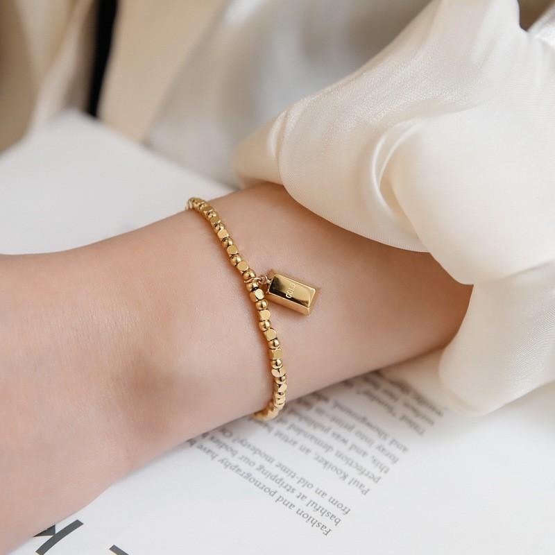 Titanium Steel Gold Plated Geometric Square Bracelet Women Lightweight Minimalist Luxury Everyday Jewelry
