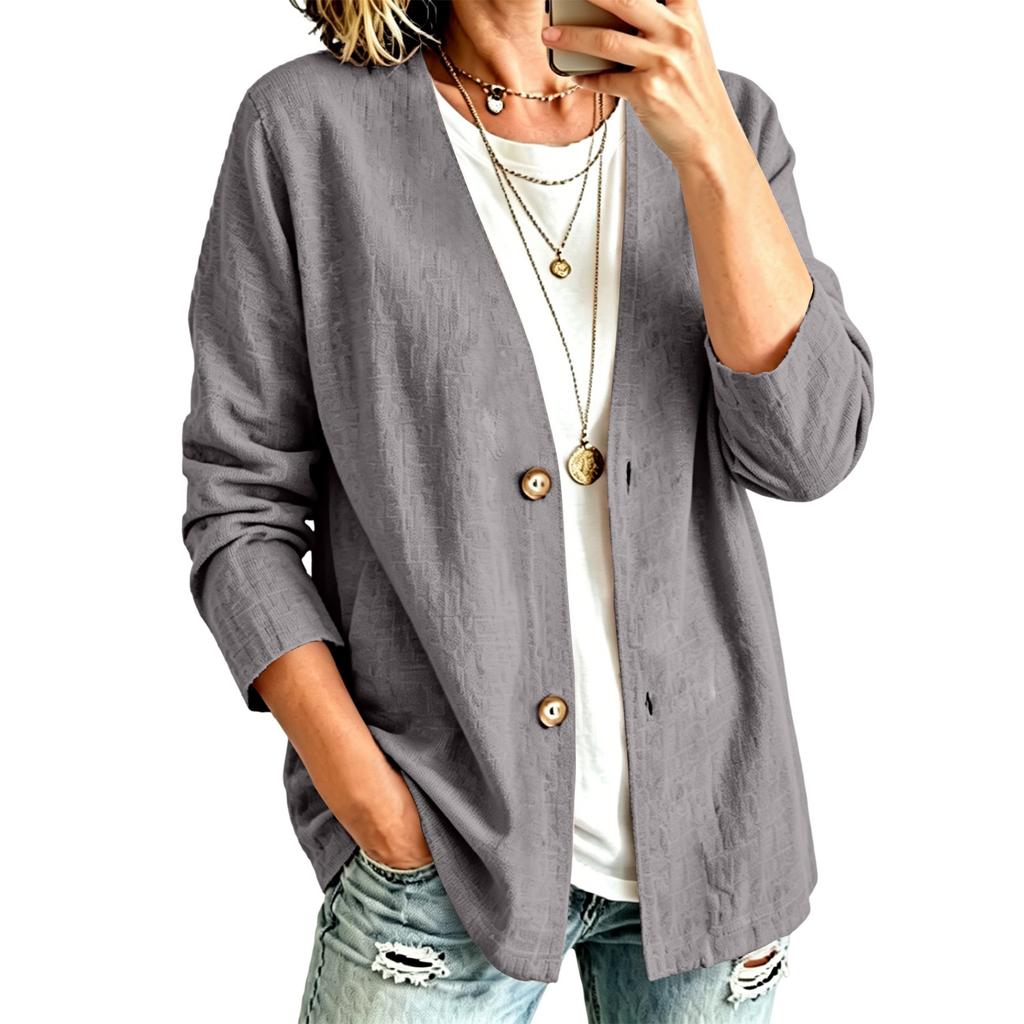 Women's Casual Cotton Linen Cardigan - Open Front Long Sleeve Lightweight Outerwear