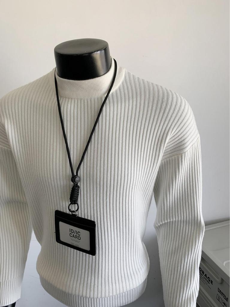 Men's Winter Korean-Style Ribbed Knit Sweater with Half-High Collar - Trendy, Clean Fit