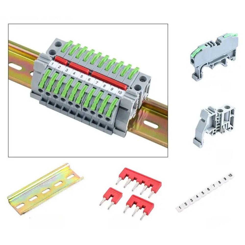 10Pcs CMK420 Din Rail Terminal Block 4mm2 11AWG Electrical Cable Connector for Electronics Wiring