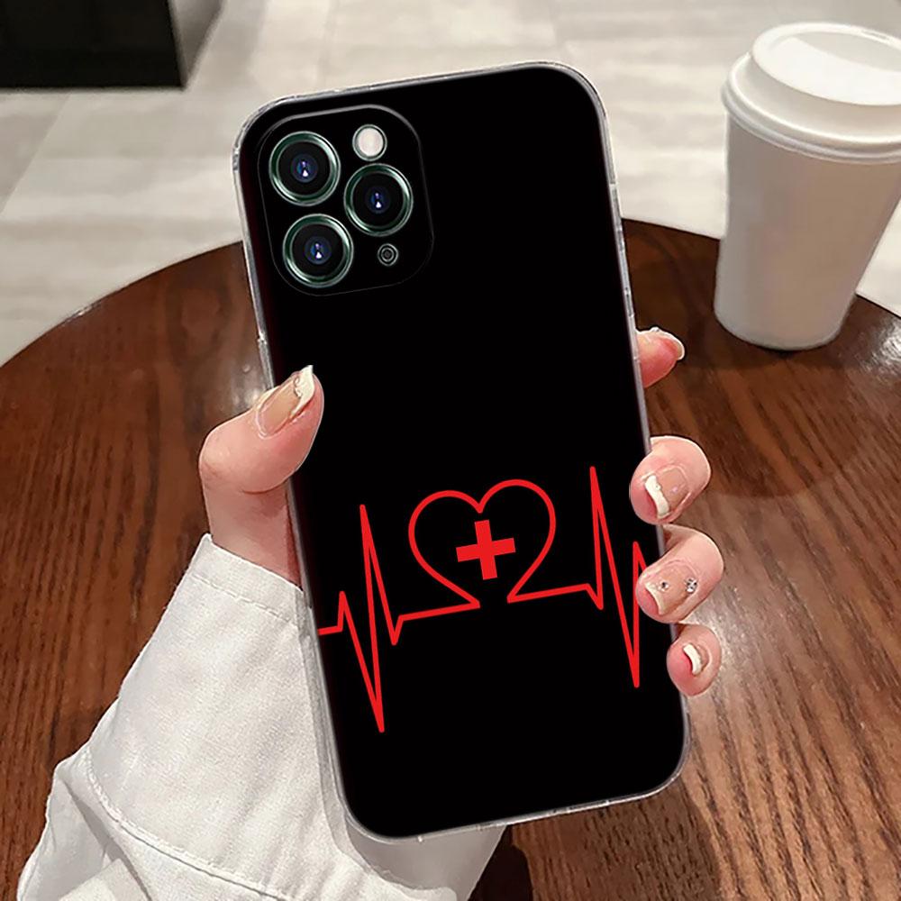 Krankenschwester Medizin Gesundheit Herz Transparente Hülle Für Apple iPhone 17 16 15 14 13 12 11 Pro Max 16 Plus 16E 17Air Handyhülle