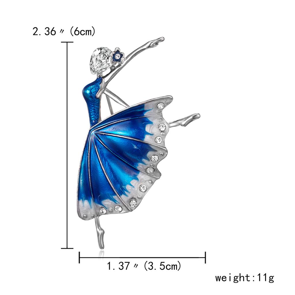 RINHOO Gymnastics Girl Flower Dancer Crystal Brooches for Women Cute Pin Bijouterie High Quality Corsage Fashion Wedding Jewelry