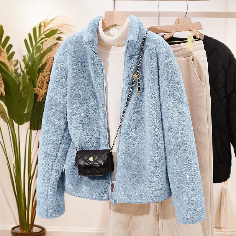 Winter new fleece thickened lazy wind jacket women's autumn and winter zipper cardigan sweater fleece jacket