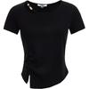 Women's Beaded Neck Slim Fit Short Sleeve T-Shirt