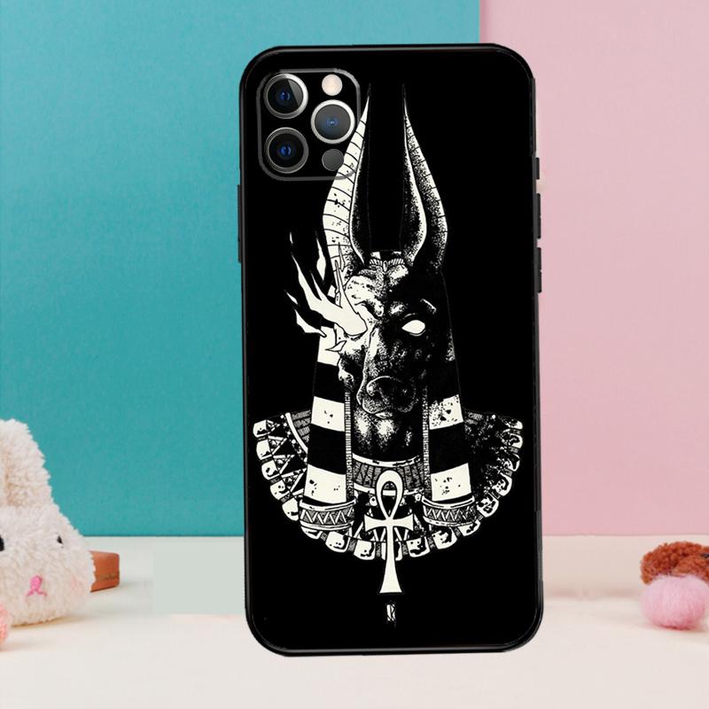 Egypt Nefertiti Anubis Ankh Phone Case For iPhone 16 15 14 13 12 11 Pro Max 12 13 mini XR 15 16 Plus 16e Cover Coque