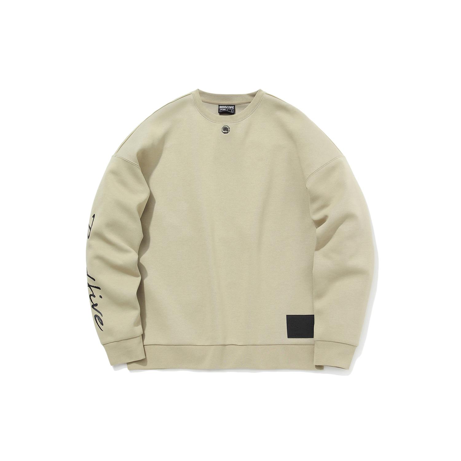 Li Ning BADFIVE Sweatshirts Men s Medium Khaki Crew Neck Moderate Regular AWDQ751-1 L