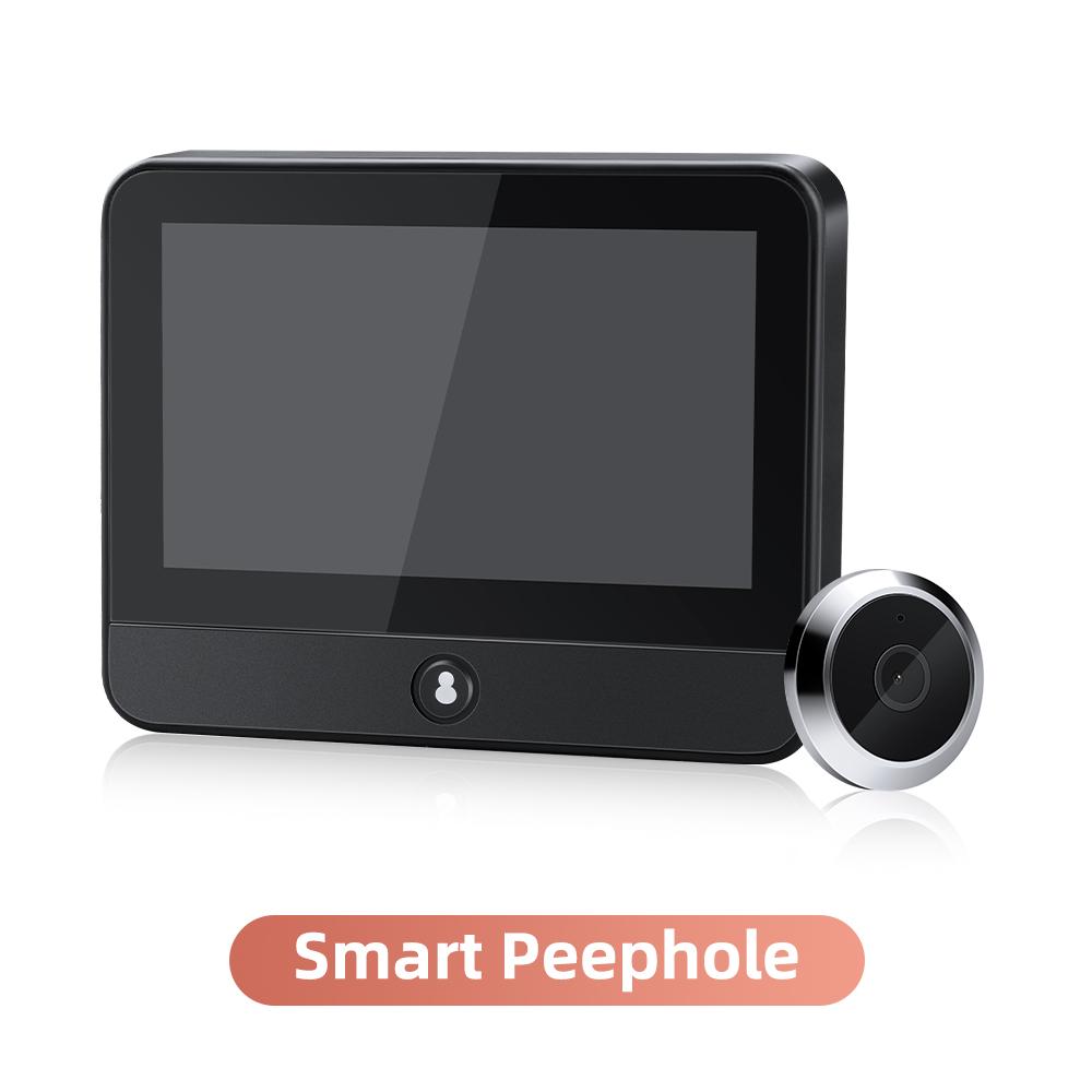 

Tuya Smart 1080P 2,4G Wi-Fi Мини-камера безопасности Микроволновой радар Обнаружение человека Цифровой дверной глазок Цифровые дверные глазки S50 64G чёрный