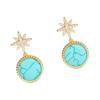 APM Monaco Six-pointed Star Design Earrings for Women, Lake Blue YE16660XTU