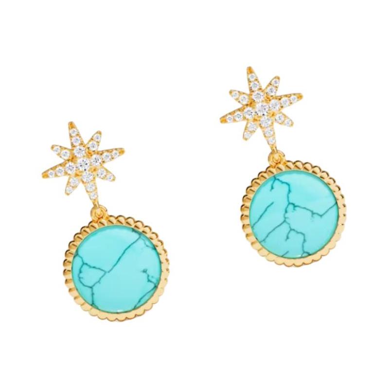APM Monaco Six-pointed Star Design Earrings for Women, Lake Blue YE16660XTU