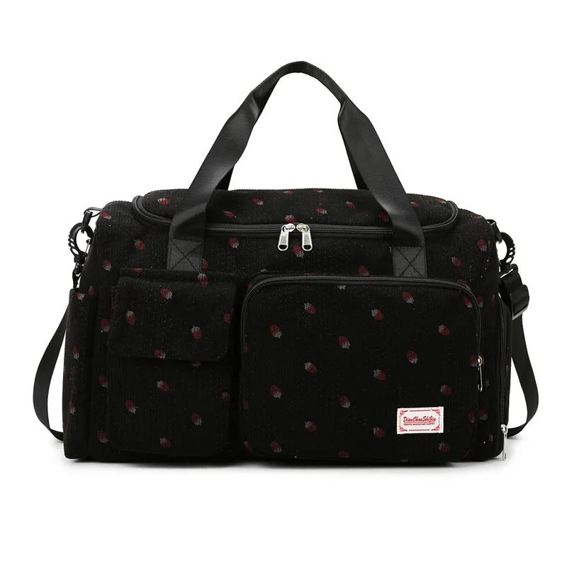 Corduroy Travel Tote Bag Large Capacity Carry On Travel Bag With Shoe Compartment Sports Fitness Bags For Women Duffle Bags
