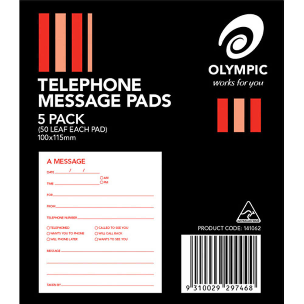 Olympische Telefon-Nachrichteblöcke 50 Blatt 5er Pack (100x115mm)