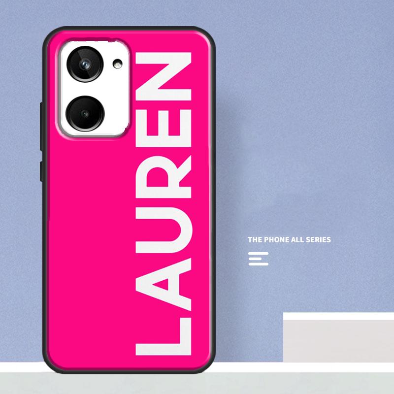 Pink Personalized Custom Name Monogram For Realme 10 8 9 Pro Plus C11 C15 C30 C31 C33 C35 C55 C21Y C25Y GT Neo 5 2 3 3T GT3 Case