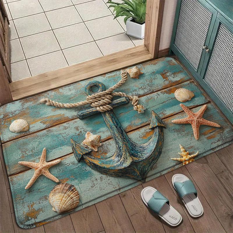Navigations-Anker-Muster Fußmatte Geeignet für Eingangsbereich Wohnzimmer Schlafzimmer Küche Heimdekoration Teppich Eingangstür-Matte