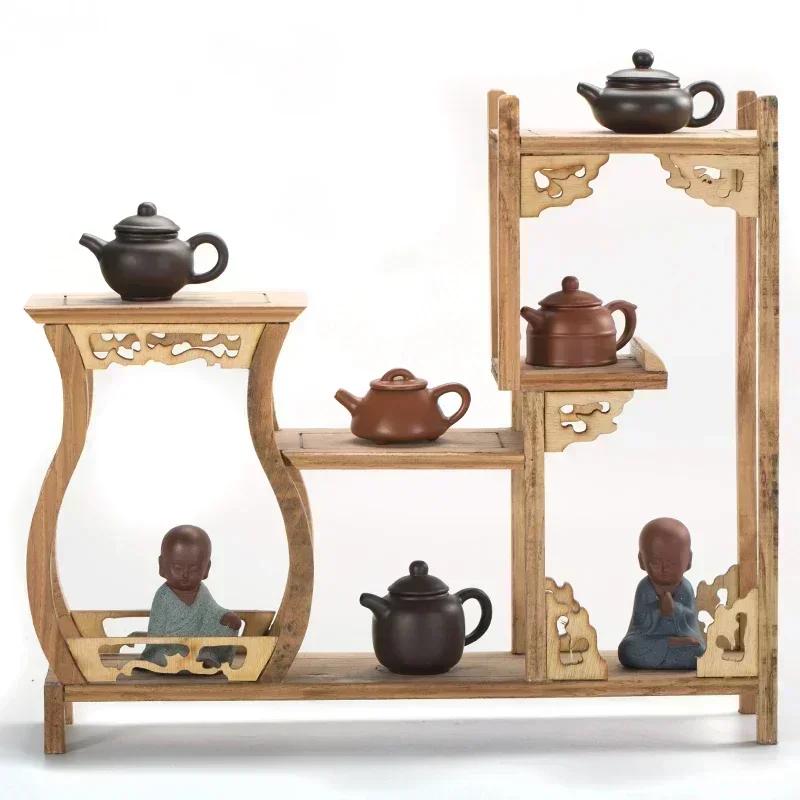 Mini Pocket Pottery Teapot Enameled Hand Teapot Handstand Fingertip Kettle Darkred Enameled Pottery Teaset Accessories Tea Pet