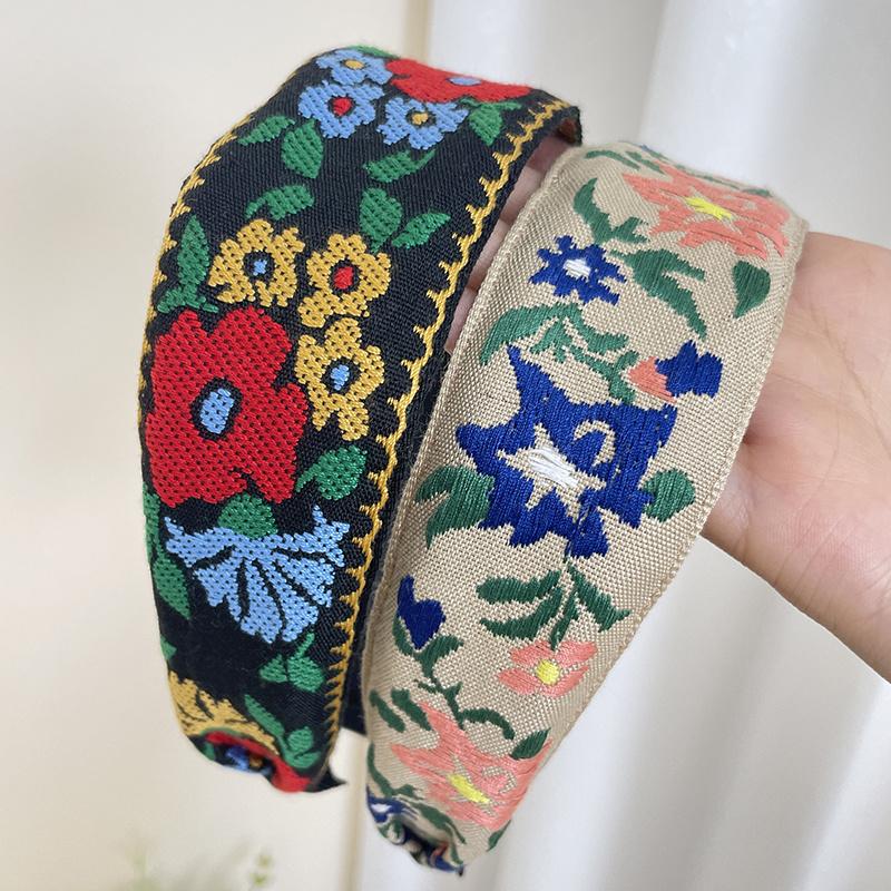 Bøhmisk Stil Broderi Pannebånd Etnisk Bredbremmet Hårbøyle Blad Blomstermønster Hårtilbehør Hodeplagg