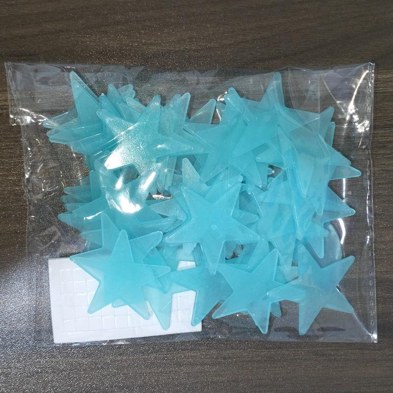 Luminous Star Wall and Window Stickers - Fluorescent 5-Point Stars with 3D Fridge Magnets