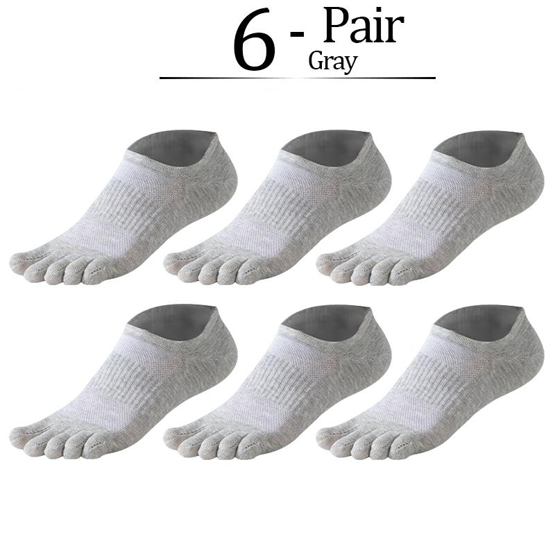 

6 пар коротких носков из чистого хлопка с пятью пальцами, мужские носки-лодочки с впитывающей пот антибактериальной дышащей сеткой для бега и занятий спортом EU 39-46(US 6.5-11)