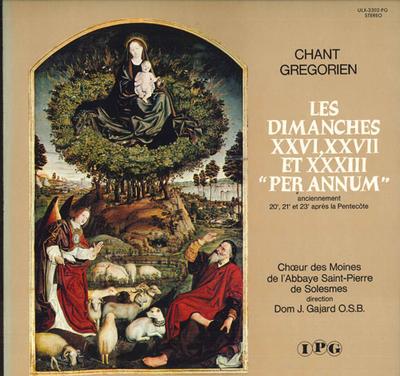LP Record CHOEUR DES MOINES DE LABBAYE SAINT  Gregorian Chant Sundays   An ULX3302PG TEICHIKU Japan Classical Used