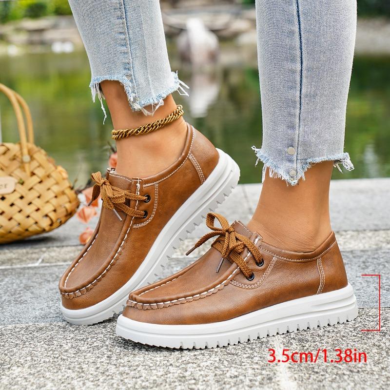 Autumn Women Platform Shoes Spring Lace-up Soft Soled Casual Shoes British Style Women Sneakers Loafers Plus Size 36-43 De Mujer