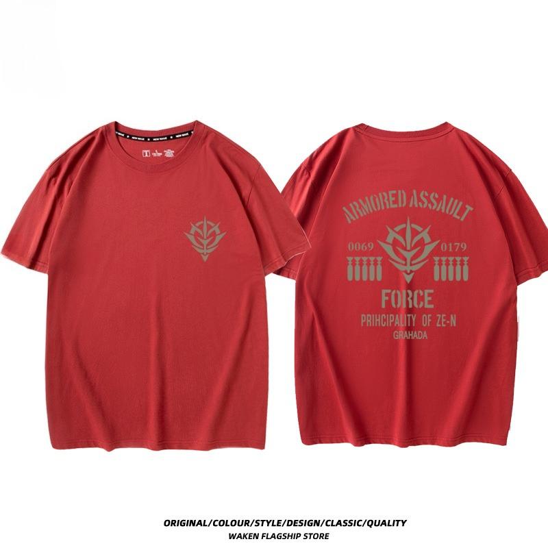 Mobile Suit Gundam Anime Joint Peripheral Short Sleeve T-Shirt Men's and Women's Summer Cotton Loose Half Sleeve Top