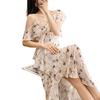Retro Floral Off-the-Shoulder Spaghetti Strap Summer Dress
