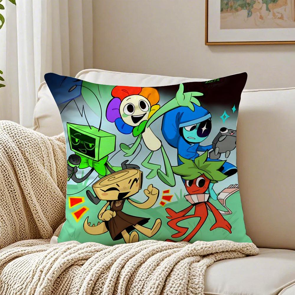 Creative Indie Game DDandys WWorld Cushion Cover Linen Pillowcase Soft for Sofa Bed Home Room Decor